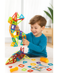 Set Inteligent de Constructie Mini Magical Magnet idealSTORE Include 158 de Piese Magnetice Multicolore, Modele si Forme Nelimitate de Construit, Educativ- Creativ, Maganeti Neodim, Incurajeaza Gandirea Creativa