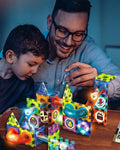 Set Blocuri Magnetice Cu Lumina IdealSTORE LightMag 75 Piese Pentru Constructii