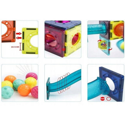 Set Blocuri Magnetice Cu Lumina IdealSTORE LightMag 75 Piese Pentru Constructii