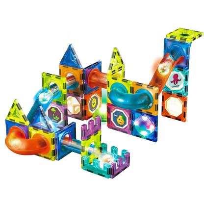 Set Blocuri Magnetice Cu Lumina IdealSTORE LightMag 75 Piese Pentru Constructii