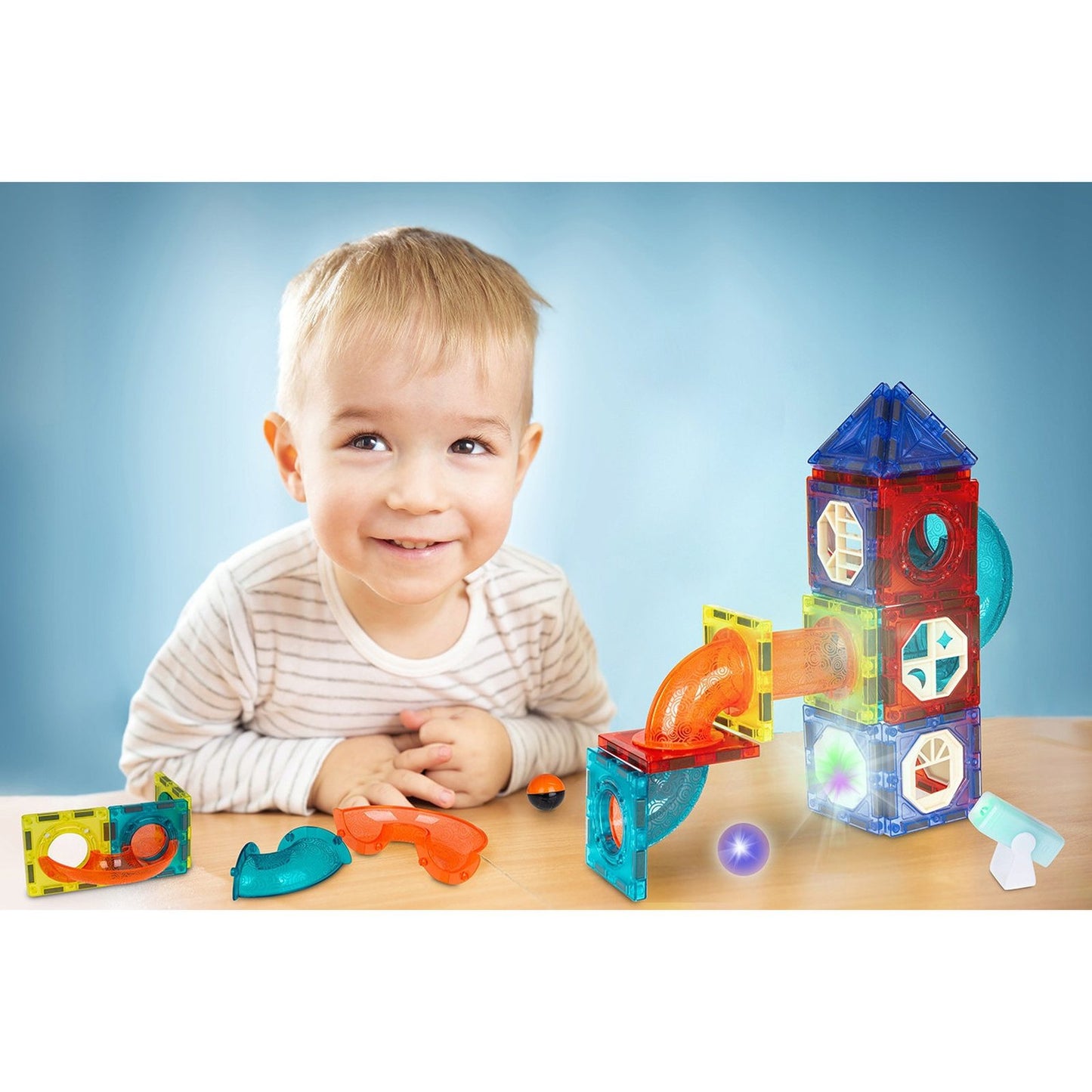 Set Blocuri Magnetice Cu Lumina IdealSTORE LightMag 75 Piese Pentru Constructii