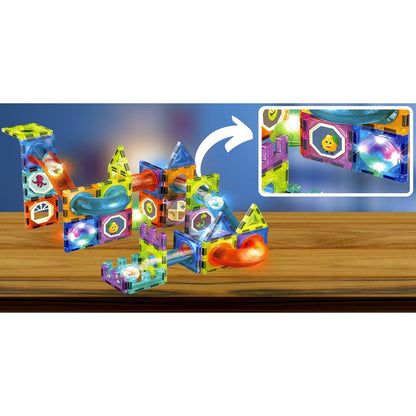 Set Blocuri Magnetice Cu Lumina IdealSTORE LightMag 75 Piese Pentru Constructii