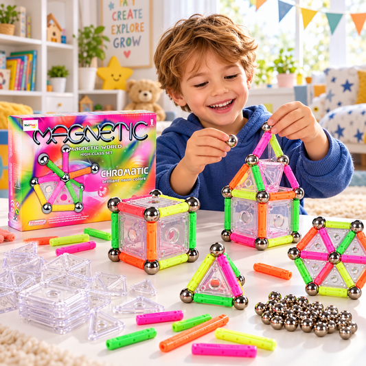 Puzzle idealStore Magnetic, Multicolor, Stimulativ, Compus din 84 piese, Dezvolta Abilitatile Manuale, Gandirea Spatiala