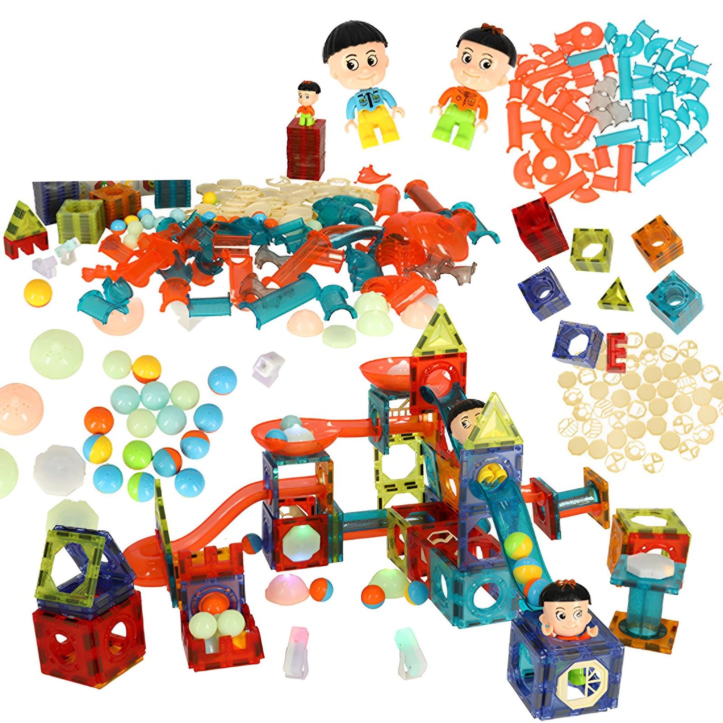 Set de constructie Magnetic IdealStore,Contine 201 piese magnetice luminoase,Stimuleaza Imaginatia si Creativitatea