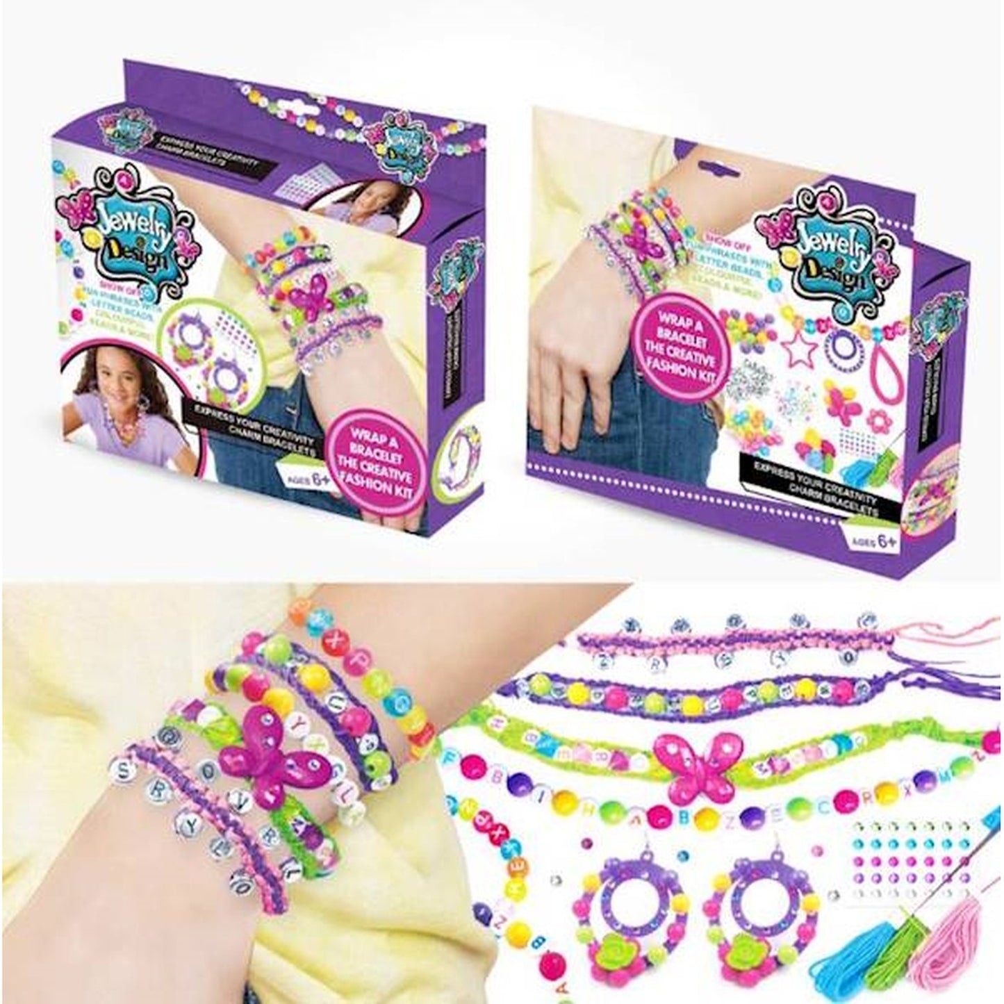 Set creatie bratari cercei si bijuterii cu margele si litere idealSTORE