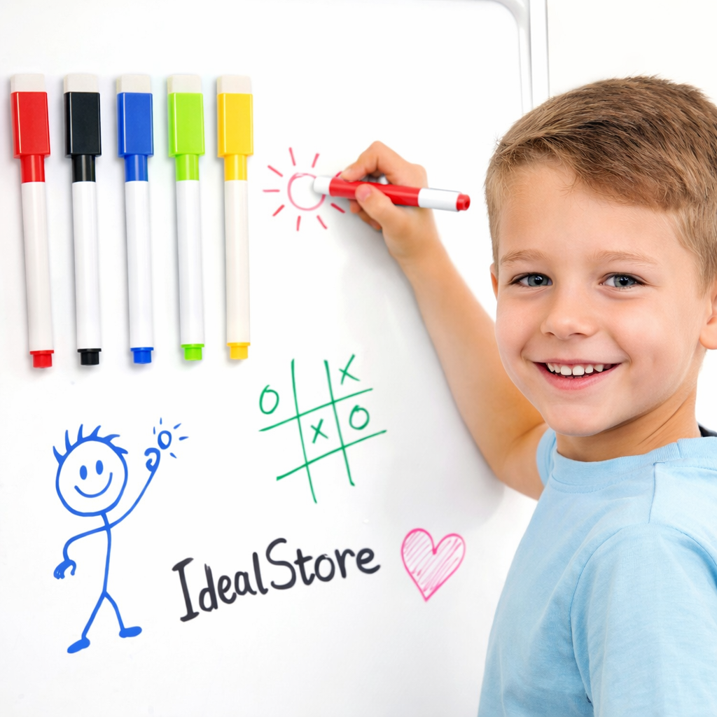 Set 12 Markere Color Power idealSTORE, Stergere Uscata cu Magnet