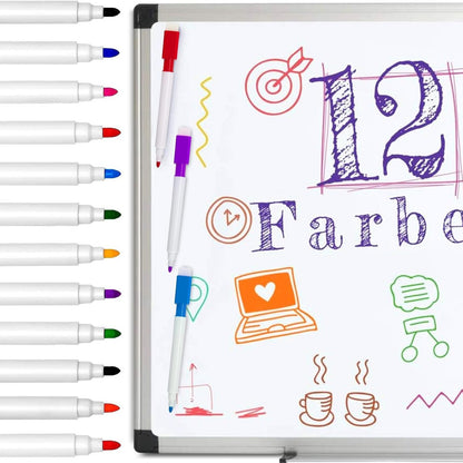 Set 12 Markere Color Power idealSTORE, Stergere Uscata cu Magnet