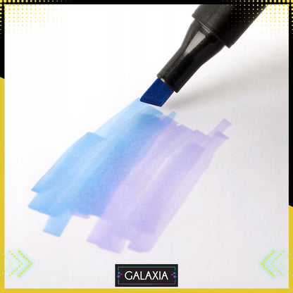 Set 168 markere duble GALAXIA, Carioci profesionale, Cu cerneala pe baza de alcool, Multicolore