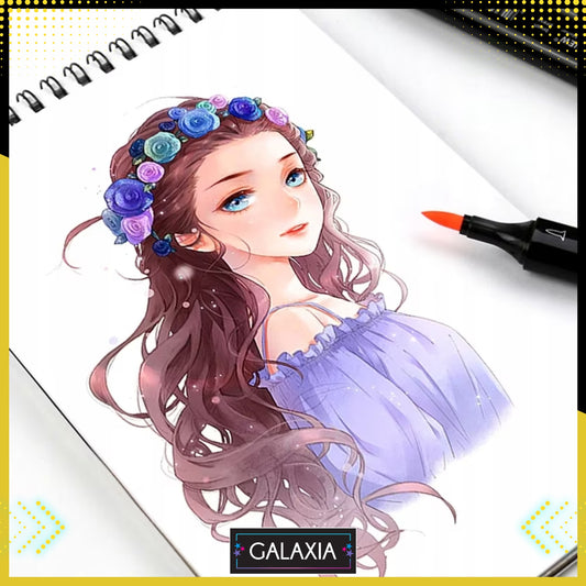 Set 168 markere duble GALAXIA, Carioci profesionale, Cu cerneala pe baza de alcool, Multicolore