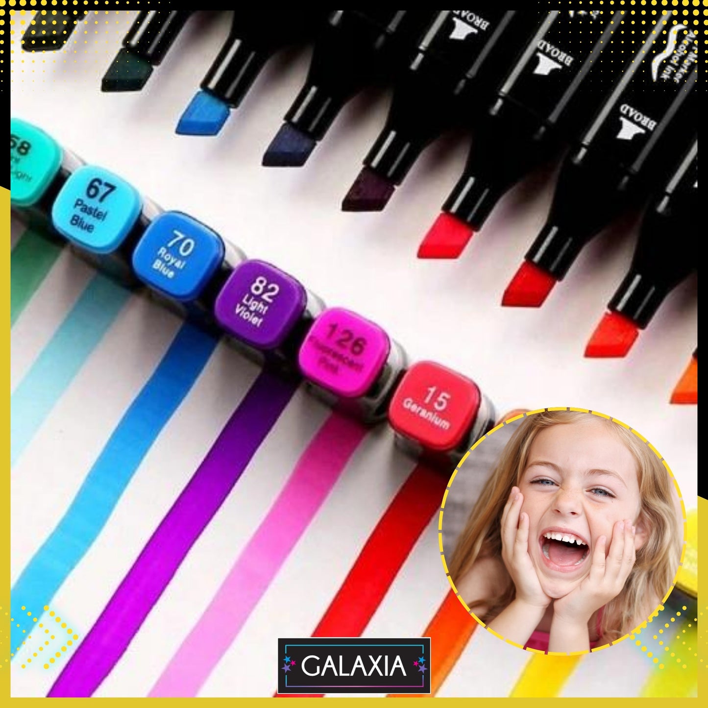 Set 168 markere duble GALAXIA, Carioci profesionale, Cu cerneala pe baza de alcool, Multicolore