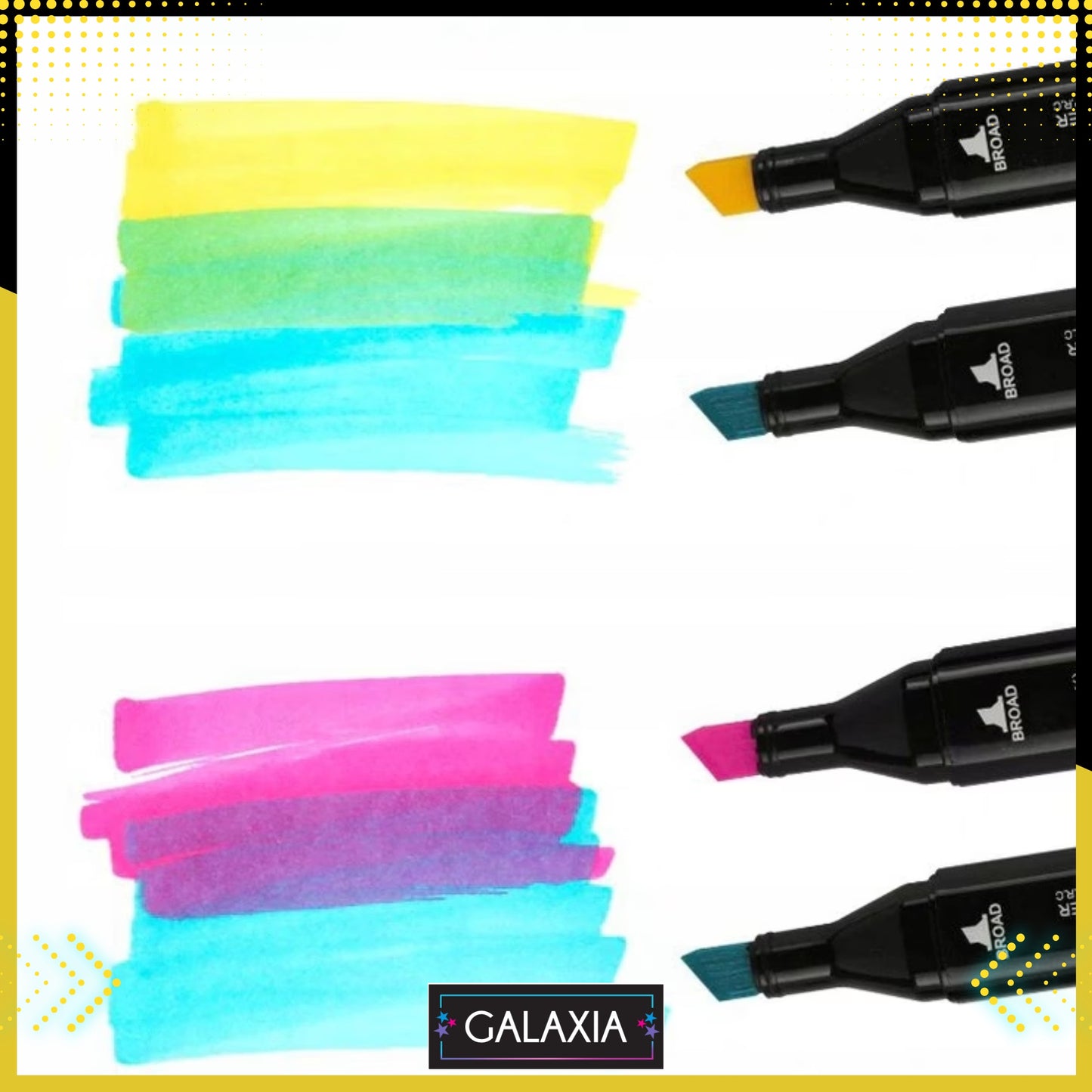 Set 168 markere duble GALAXIA, Carioci profesionale, Cu cerneala pe baza de alcool, Multicolore