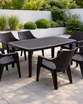 Set gradina cu masa si 6 scaune din plastic rezistent UV si intemperii, dimensiuni 135x85x72 cm, confort pentru familie