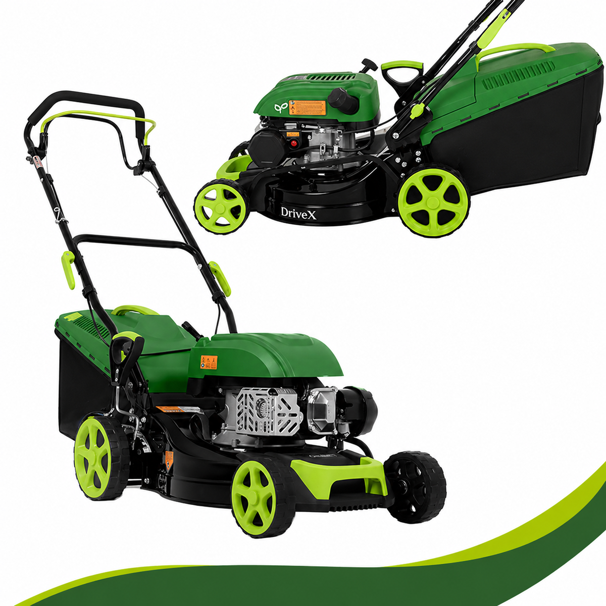 Masina de tuns gazonul pe benzina DriveX idealSTORE,6 CP,Cos colector 60L, Latime taiere 460mm