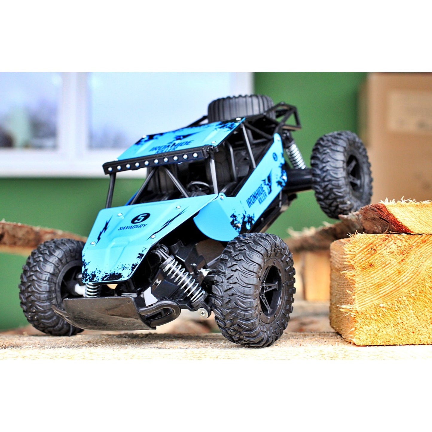 Masinuta cu telecomanda Offroad 1:16, 20 km/h, suspensii metalice, albastra