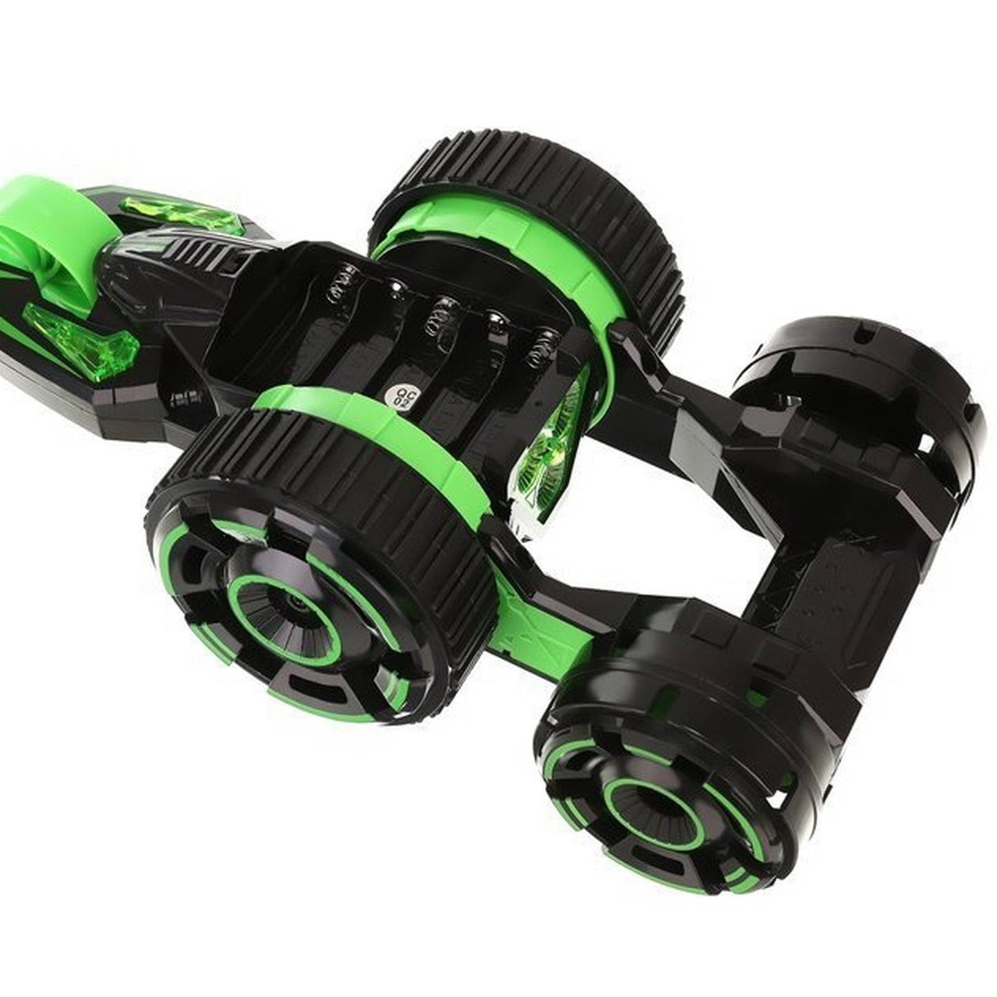 Masinuta cu telecomanda IdealStore Green Furios Car 5 roti acrobatii si lumini LED