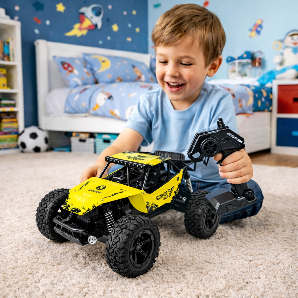 Masinuta cu telecomanda Offroad 1:16 cu suspensii metal, 20 km/h, Galbena