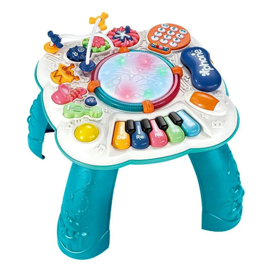 Masuta educativa  idealSTORE 8 in 1,Activitati de invatare prin joaca, Acesorizata cu pian, telefon, intrumente muzicale