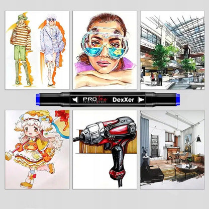 Set 168 markere duble PROtone, Cu cerneala pe baza de alcool, Multicolore