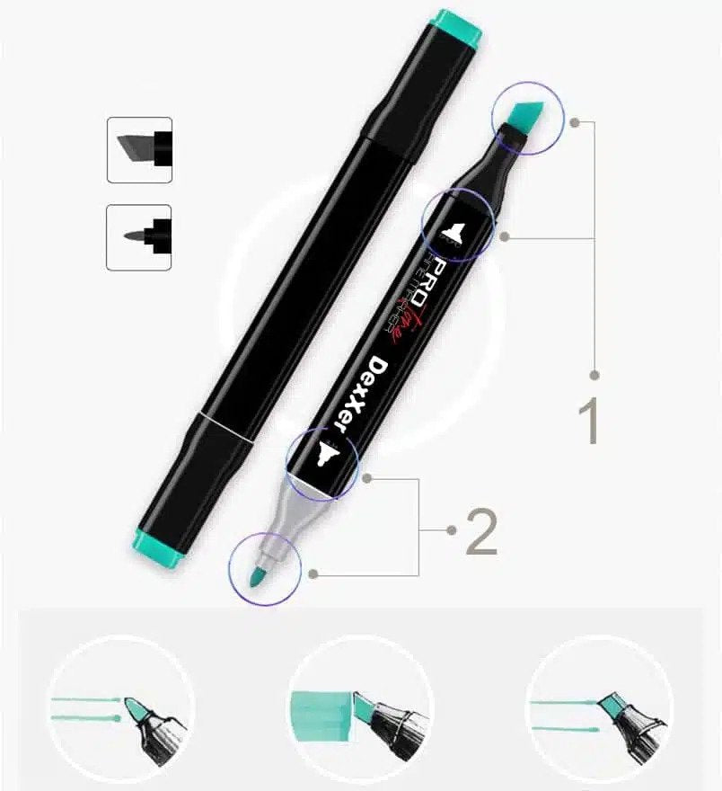 Set 168 markere duble PROtone, Cu cerneala pe baza de alcool, Multicolore