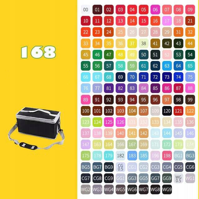 Set 168 markere duble PROtone, Cu cerneala pe baza de alcool, Multicolore