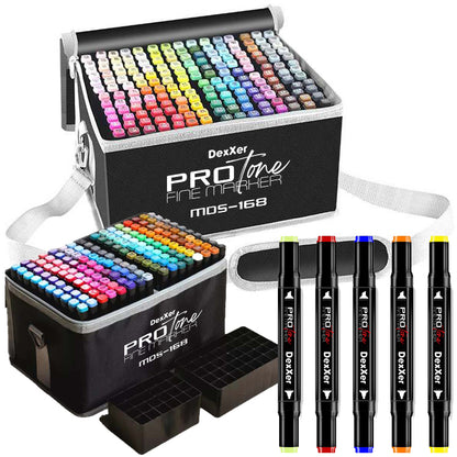 Set 168 markere duble PROtone, Cu cerneala pe baza de alcool, Multicolore
