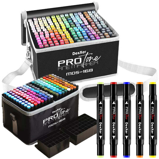 Set 168 markere duble PROtone, Cu cerneala pe baza de alcool, Multicolore