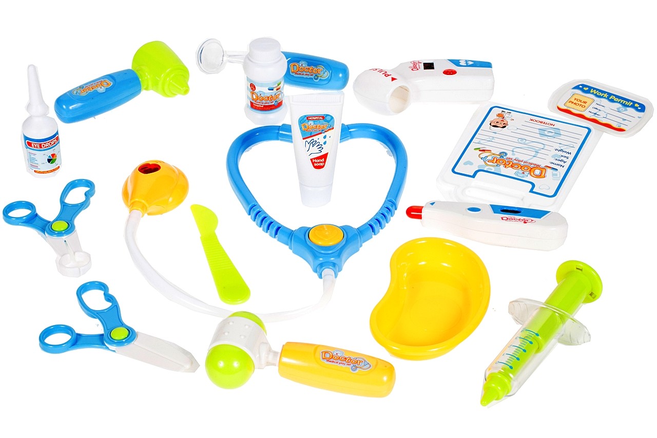 Set de Rol Complet Interactiv si Creativ, Micul Doctor, Carucior pe 4 Roti, 17 Accesorii incluse, Portabil