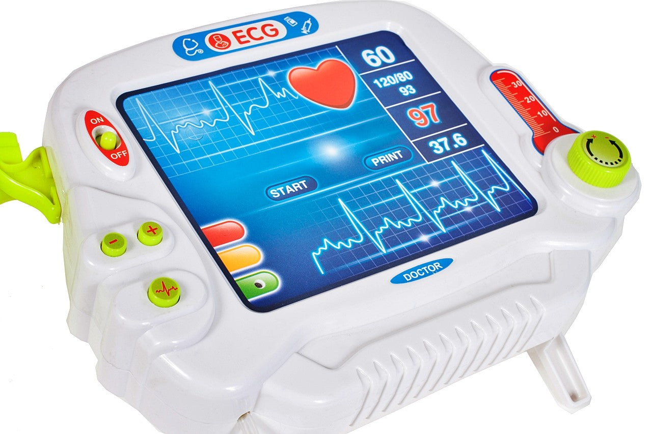 Set de Rol Complet Interactiv si Creativ, Micul Doctor, Carucior pe 4 Roti, 17 Accesorii incluse, Portabil