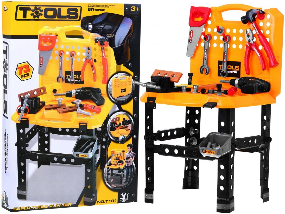 Banc de lucru pentru copii cu diferte scule