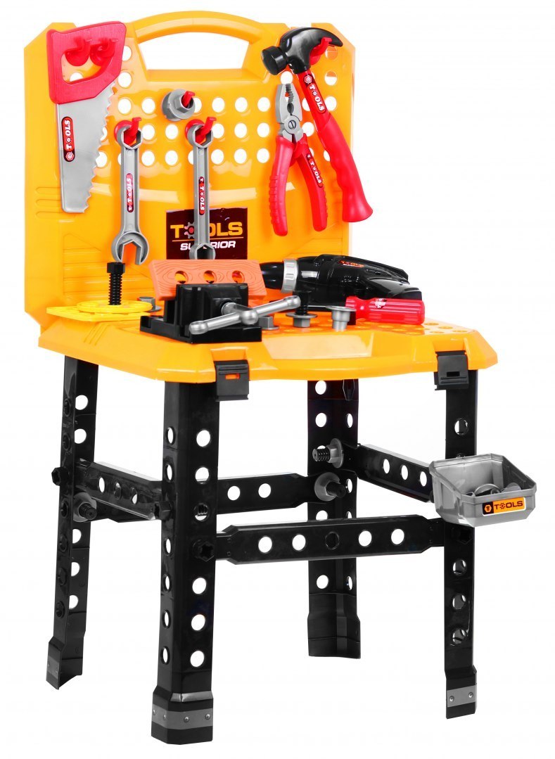 Banc de lucru pentru copii cu diferte scule