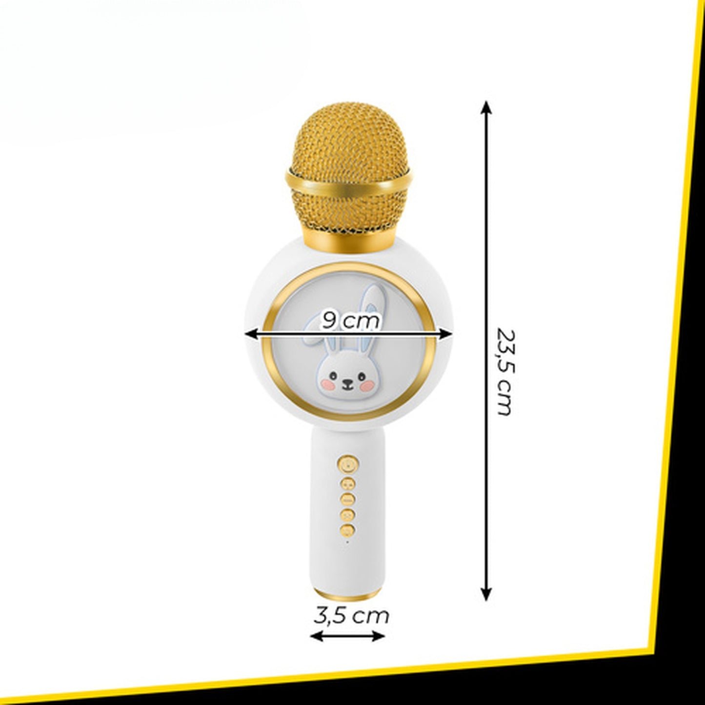 Microfon Karaoke Wireless idealSTORE cu Bluetooth, Difuzor 5W, Lumini RGB, Efecte Voce, Card TF, Alb