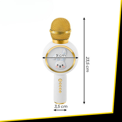 Microfon Karaoke Wireless idealSTORE cu Bluetooth, Difuzor 5W, Lumini RGB, Efecte Voce, Card TF, Alb
