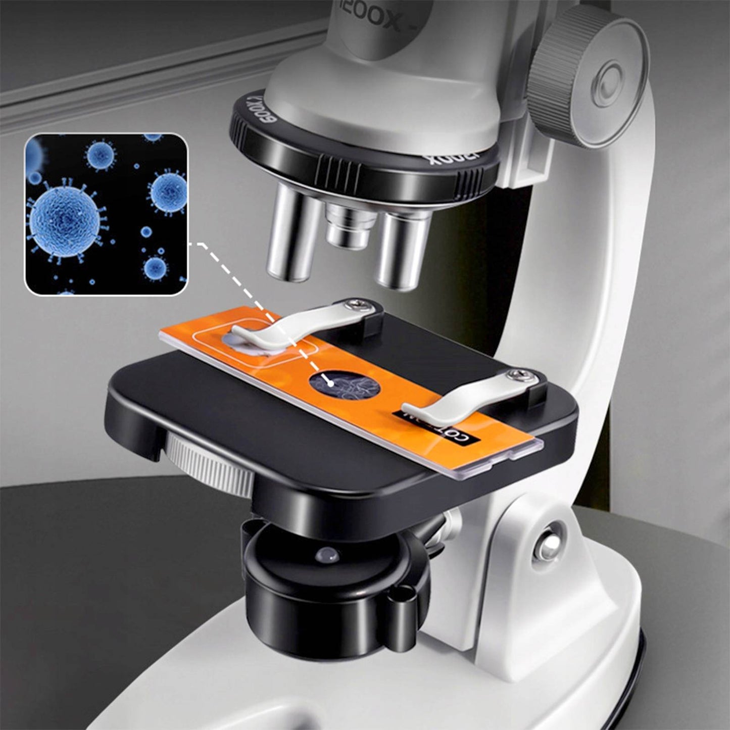 Microscop digital LED multifunctional copii 200x 600x 1200x cu suport telefon