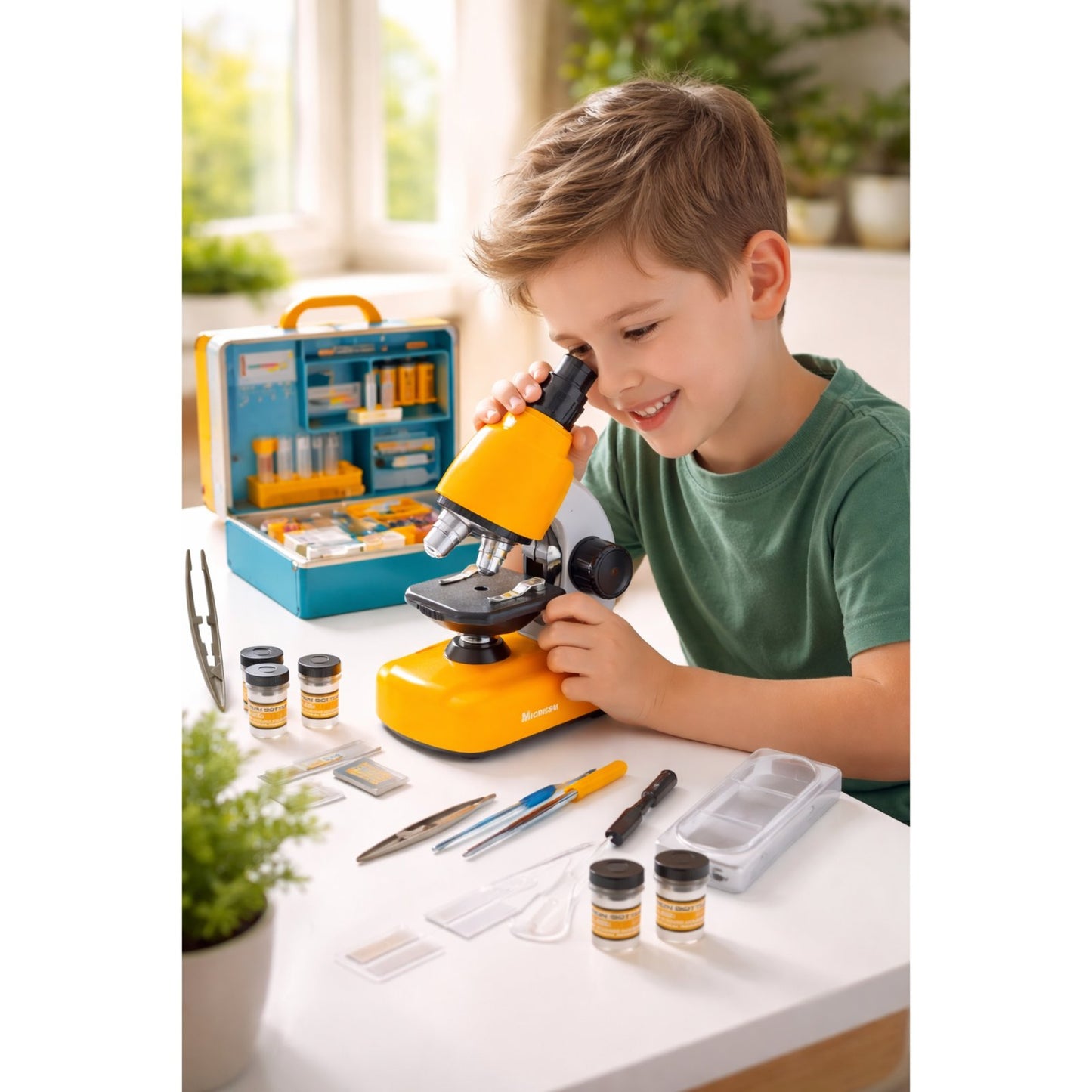Microscop multifunctional stiintific pentru copii cu accesorii si lumina LED