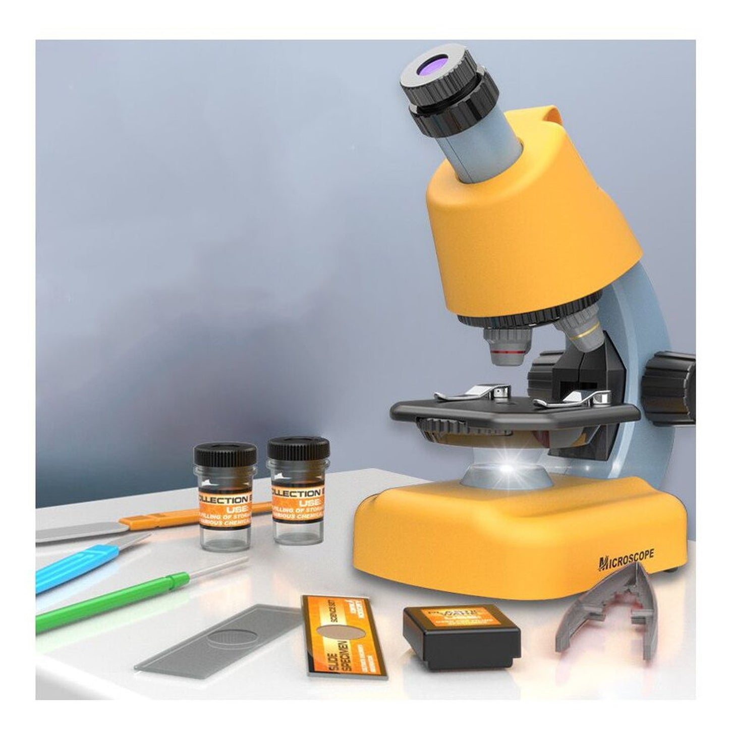 Microscop multifunctional stiintific pentru copii cu accesorii si lumina LED