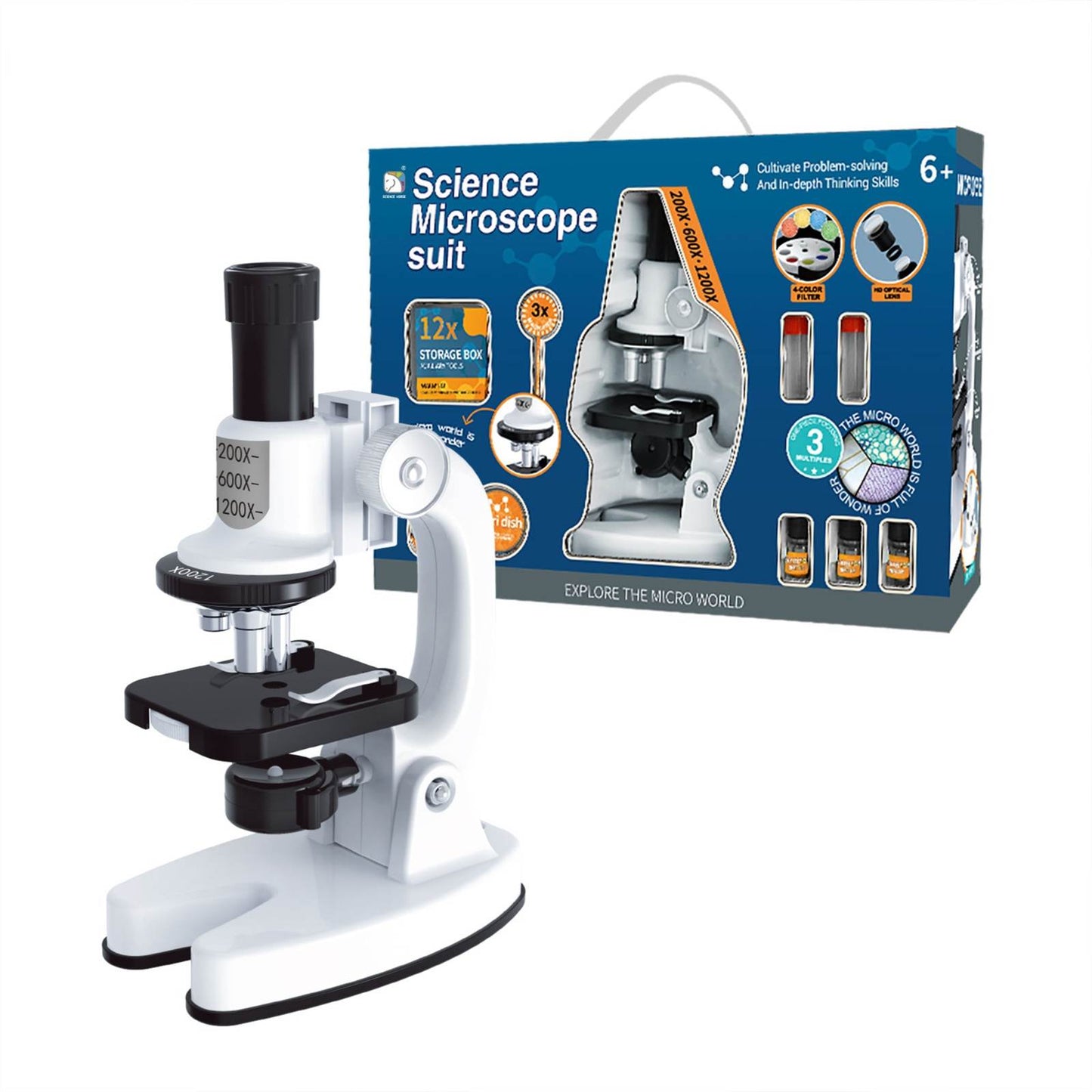 Microscop digital LED multifunctional copii 200x 600x 1200x cu suport telefon