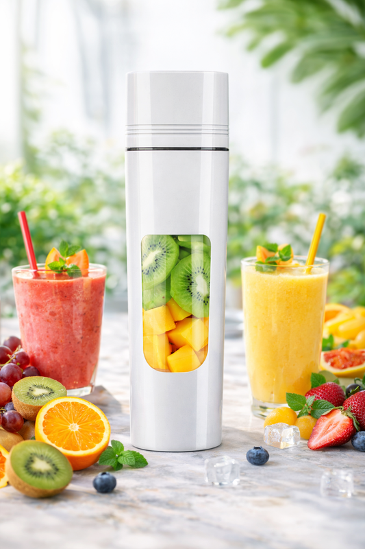 Mini Blender Portabil Multifunctional PASSION FRUIT IdealStore, Incarcare Magnetica, Capacitate 350 ml, 1200 mAH x2, Material Tritan, Straturi Duble, Cutit plat cu 4 Lame 3D, Autonomie Mare