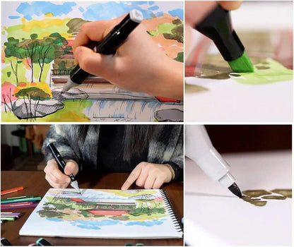 Markere Cu Cerneala Permanenta Pe Baza Alcool, 168 Piese Cu Doua Vrafuri Grosimea Varfului 3-6 mm / 1-2 mm