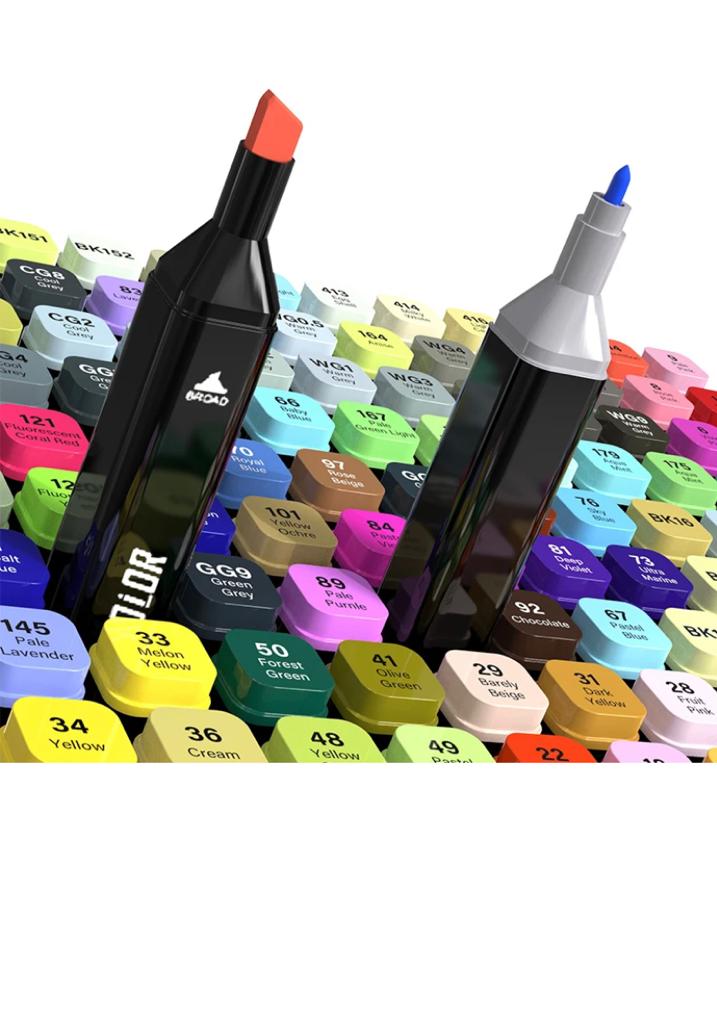 Markere Cu Cerneala Permanenta Pe Baza Alcool, 168 Piese Cu Doua Vrafuri Grosimea Varfului 3-6 mm / 1-2 mm