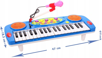 Orga Electronica cu 37 Clape, cu functie de inregistrare si Microfon pentru Copii, Culoare albastru