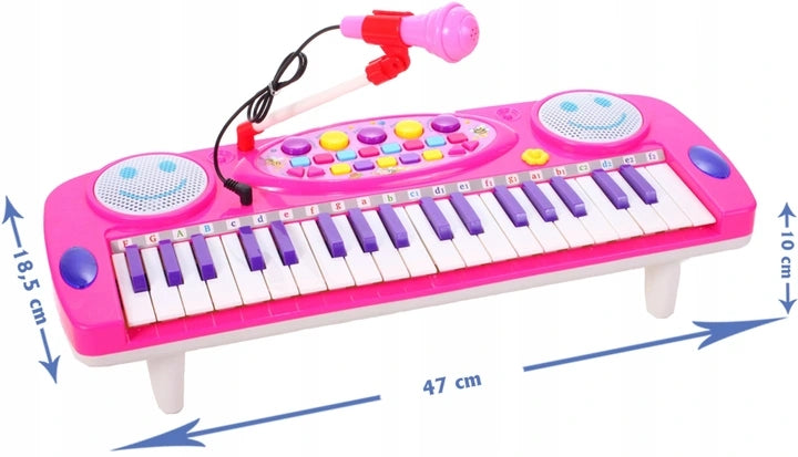 Orga Electronica cu 37 Clape, cu functie de inregistrare si Microfon pentru Copii, Culoare roz