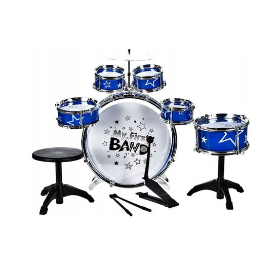 Set tobe Malplay cu scaunel si 6 tamburi albastru