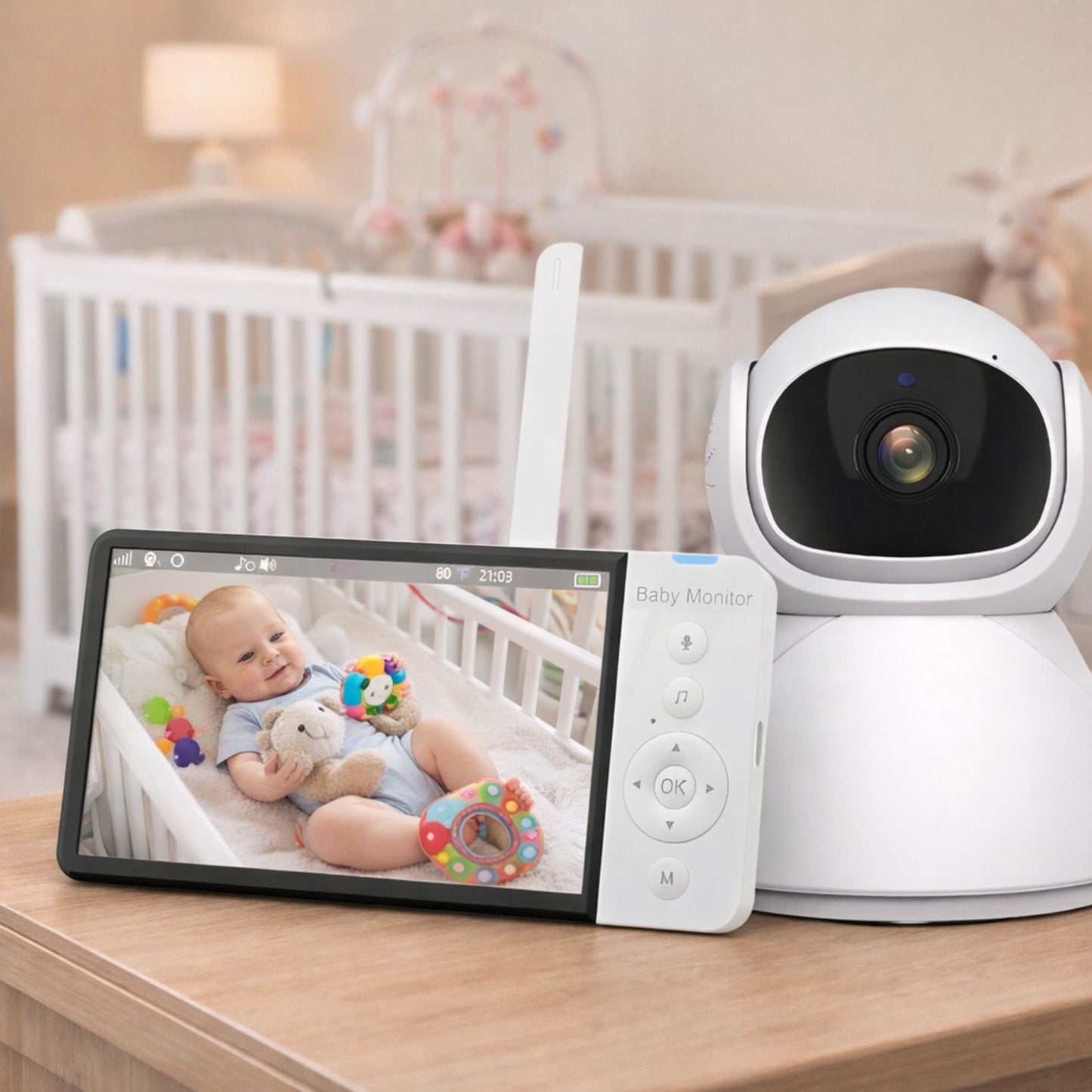 Baby Monitor IdealStore cu Camera HD 5 Inch, Night Vision, Rotire 360