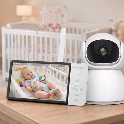 Baby Monitor IdealStore cu Camera HD 5 Inch, Night Vision, Rotire 360