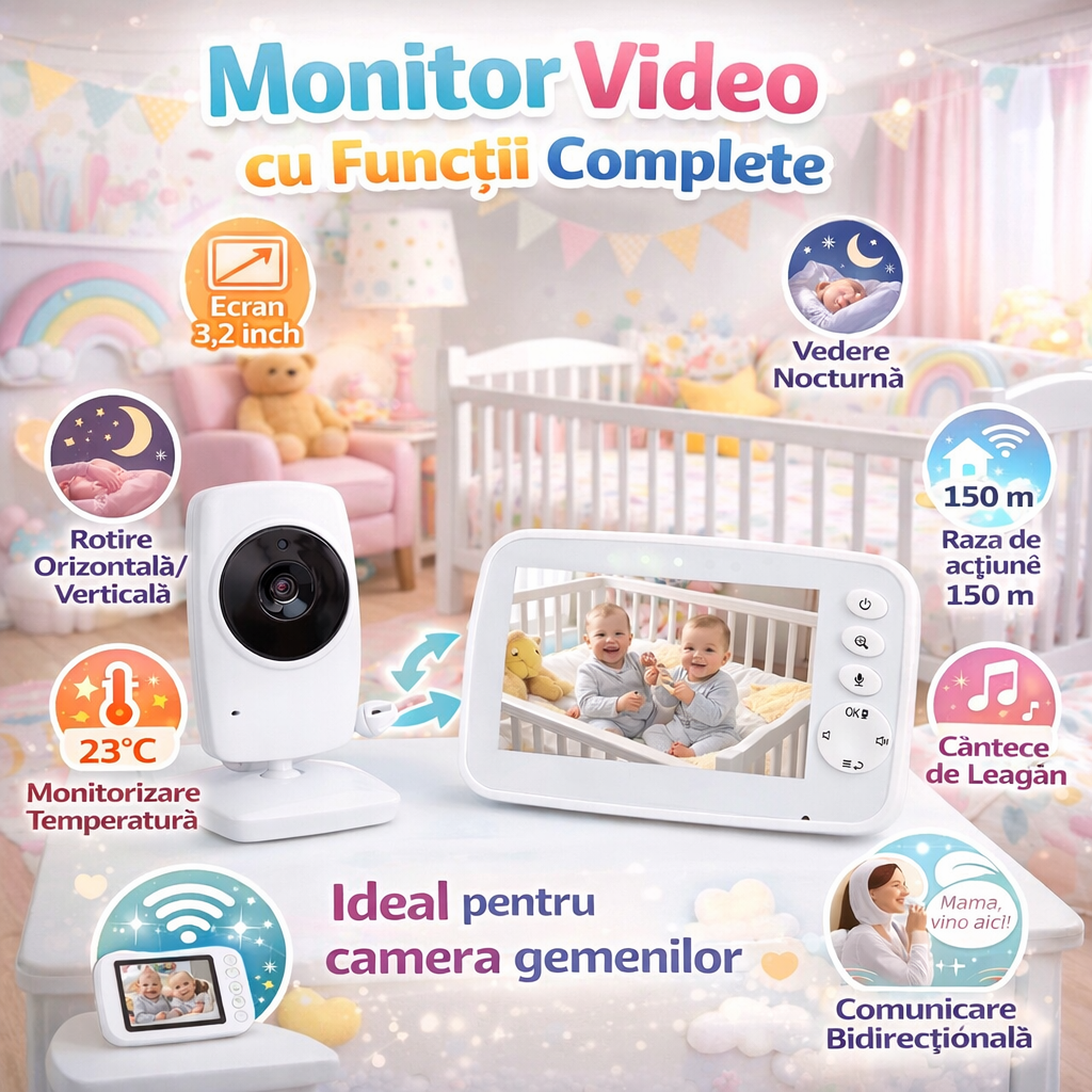 Baby Monitor Video Audio Baby SuperView IdealStore 3.2 inch Wireless