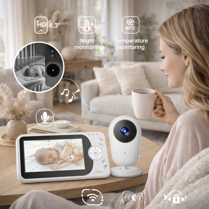 Sistem monitorizare video audio bebelusi SuperBabyR cu camera si monitor HD 4.3 inch