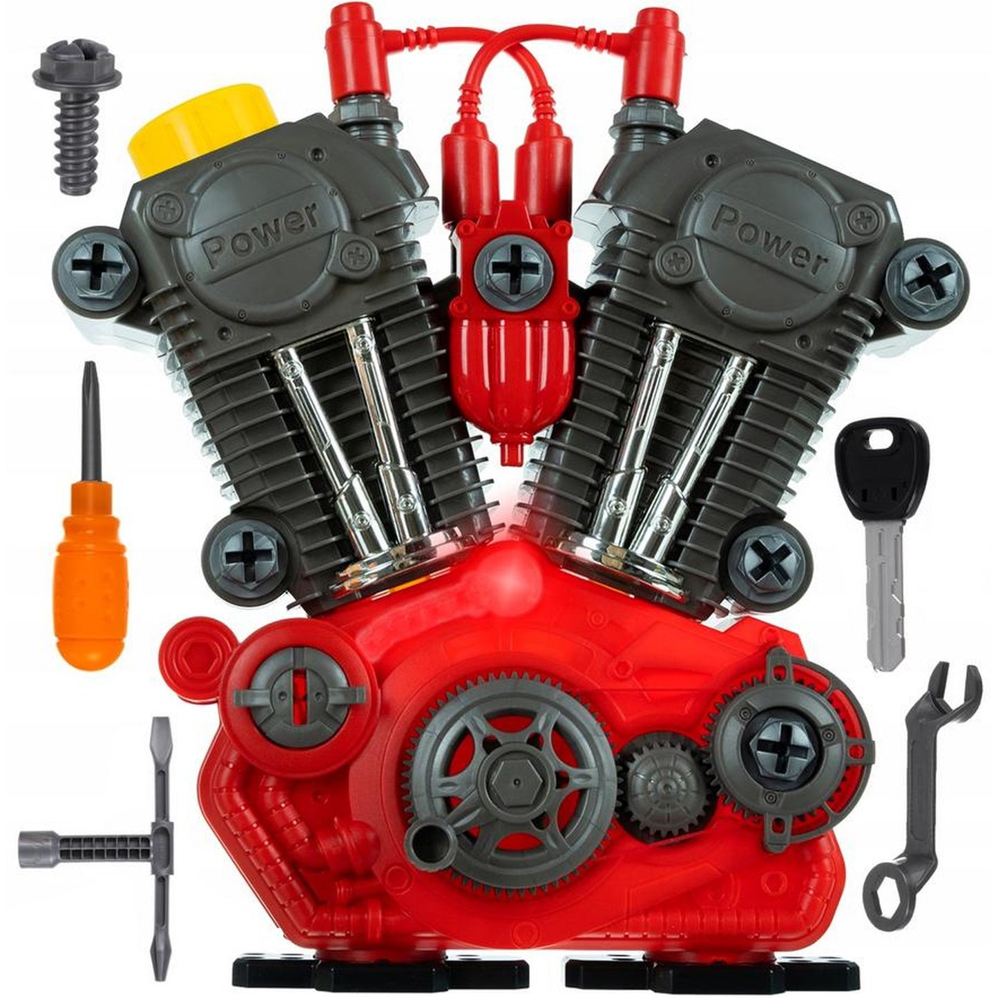 Jucarie interactiva motor de masina MotorPower cu cheie pornire, lumini LED, sunete si scule