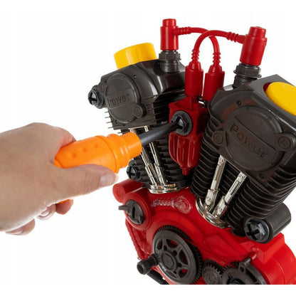 Jucarie interactiva motor de masina MotorPower cu cheie pornire, lumini LED, sunete si scule