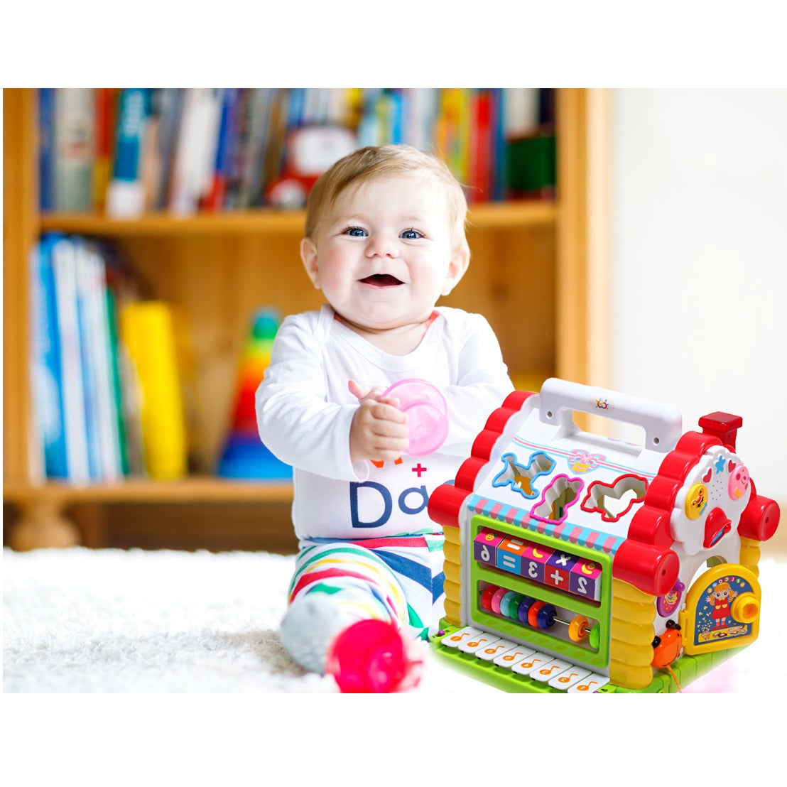 Set de joaca pentru copii MalPlay, Casuta cu forme, pian, lumini si sunete, multicolor, 18 luni