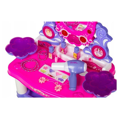 Jucarie Masuta Toaleta pentru Fete cu Scaunel si Diferite Accesorii, 24 Piese